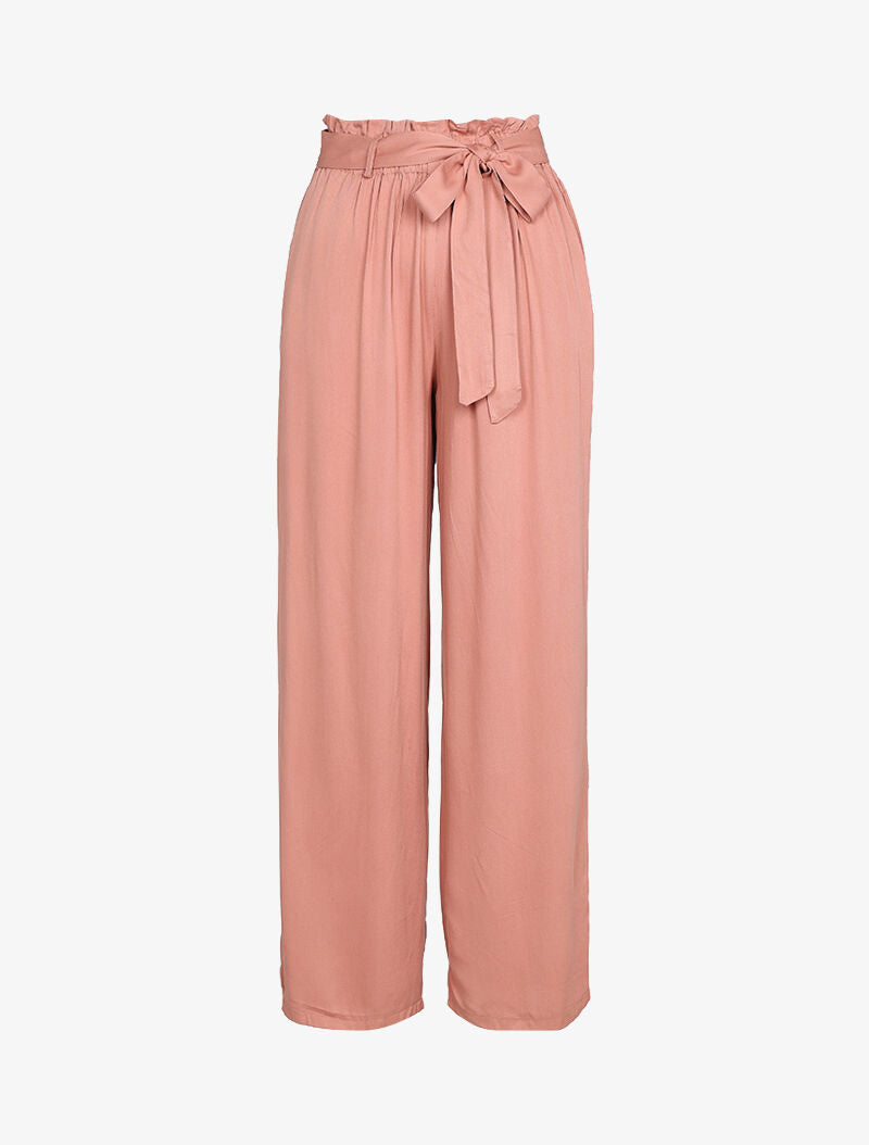 Pantalon fluide coupe droite ample - rose - 1