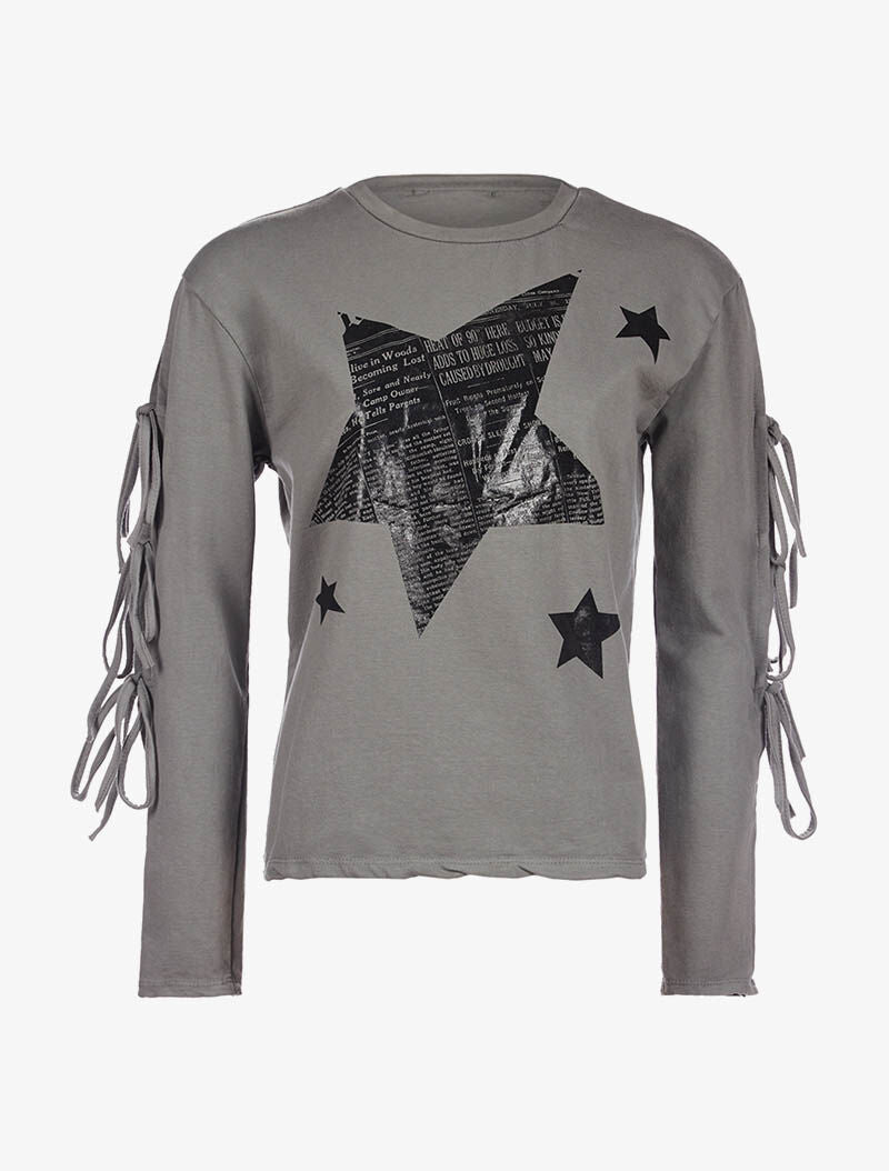 Sweat étoilé bras ouverts - gris - 3