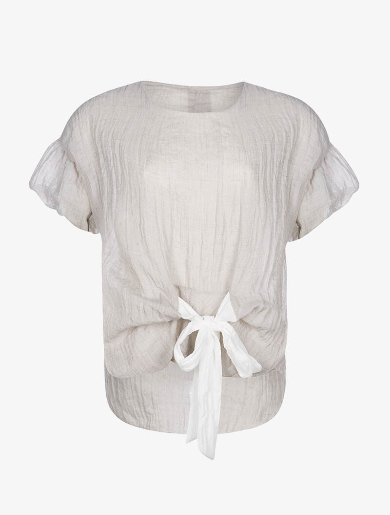Blouse avant à nouer - beige - 1