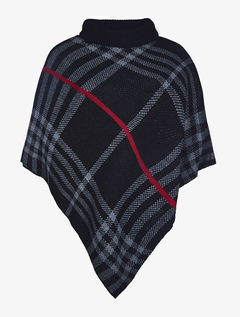 Poncho asymétrique à motifs - noir - 1