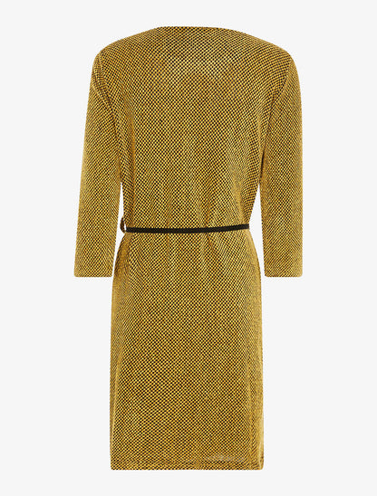 Robe-pull moulinée ceinture velours - moutarde - 2