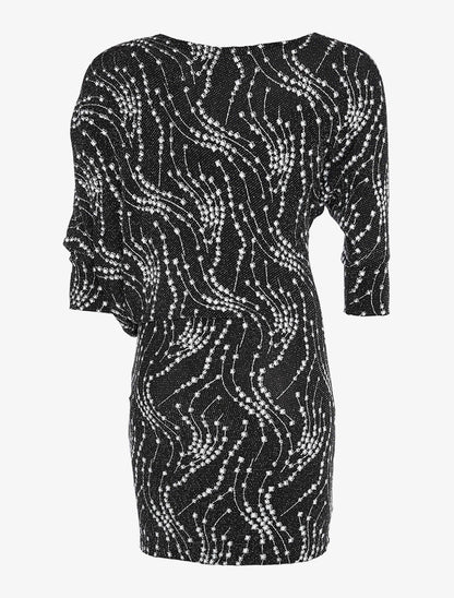 Robe pailletée asymétrique - noir - 2