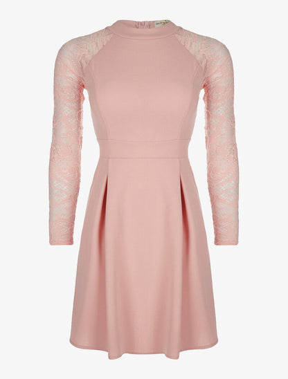 Robe bras et dos dentelle - rose - 3