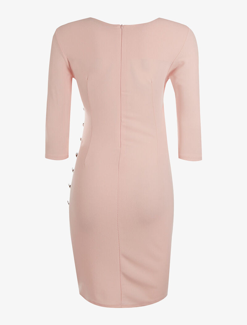 Robe plissée côté boutonné - rose - 2