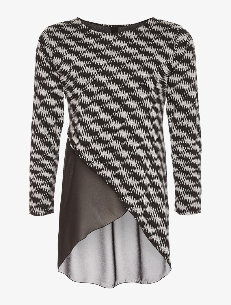 Pull croisé à voiloige - noir/blanc - 1
