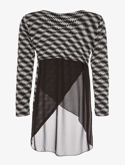Pull croisé à voiloige - noir/blanc - 2