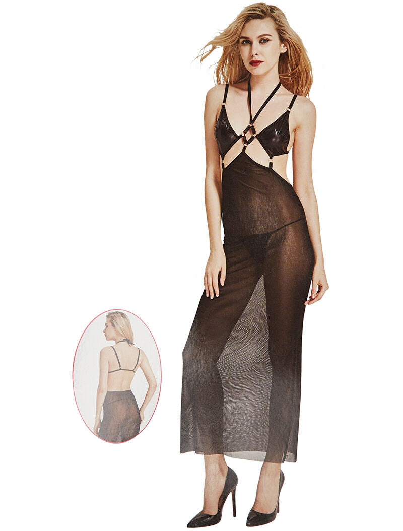 Robe sexy voile - noir - 2