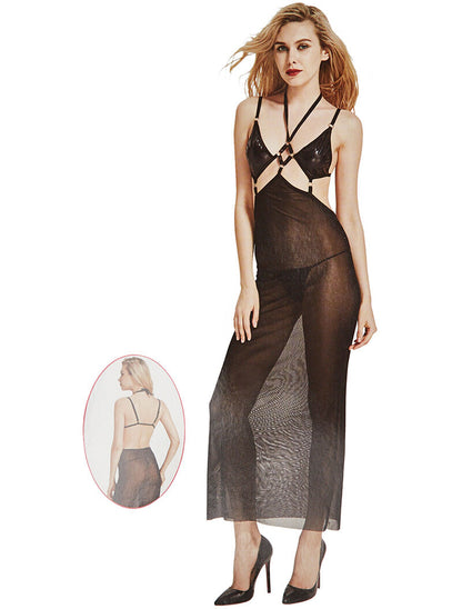 Robe sexy voile - noir - 2