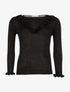 Pull à jabot en V - noir - 1