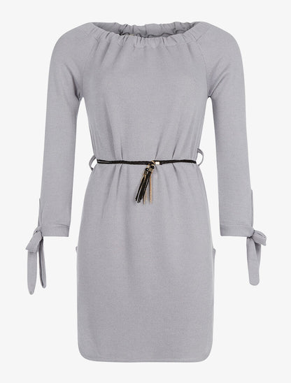 Robe-pull épaules nues - gris - 3