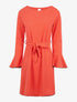 Robe fluide manches volantées - corail - 1