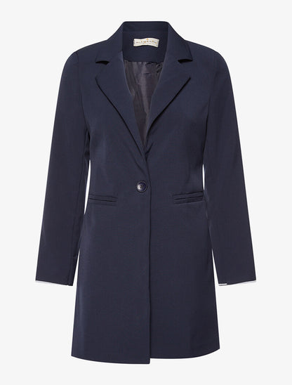 Blazer long 1 bouton - marine - 1