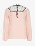 Blouse buste ajouré dentelle plissée - rose - 1
