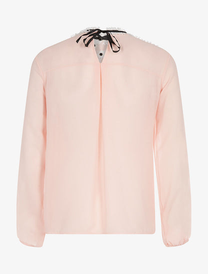 Blouse buste ajouré dentelle plissée - rose - 2