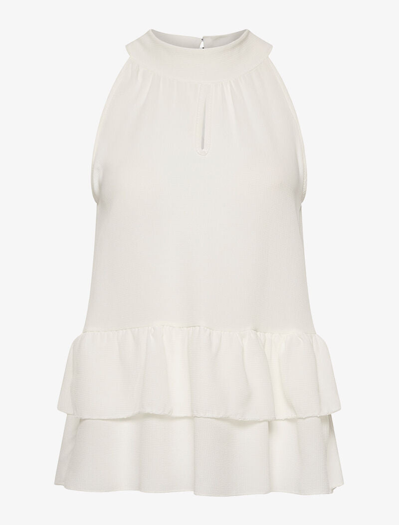 Top mousseline bas volanté - blanc - 3