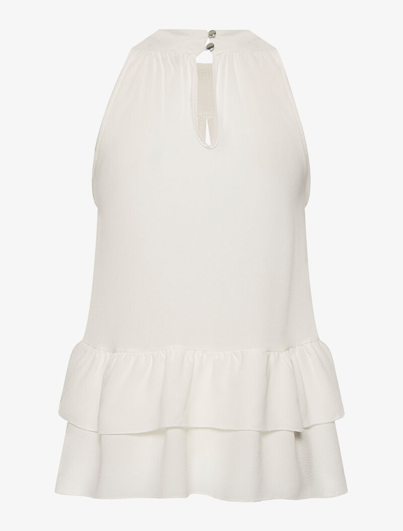 Top mousseline bas volanté - blanc - 2