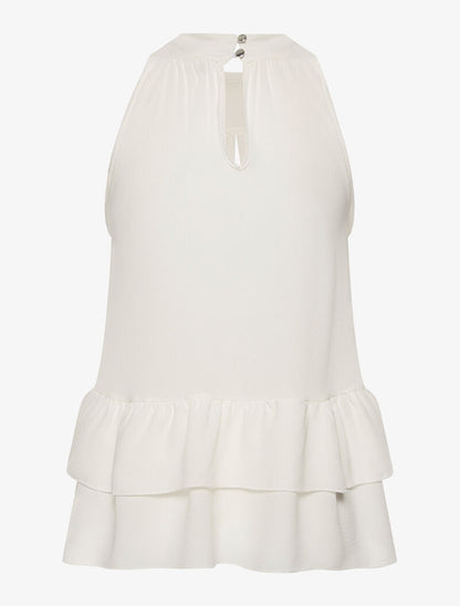 Top mousseline bas volanté - blanc - 2