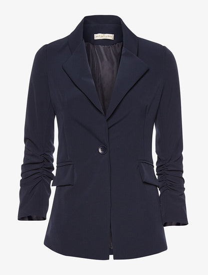 Blazer long manches froncées - marine - 3