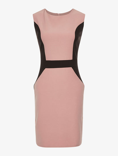 Robe bandes contrastées au ventre - rose - 3