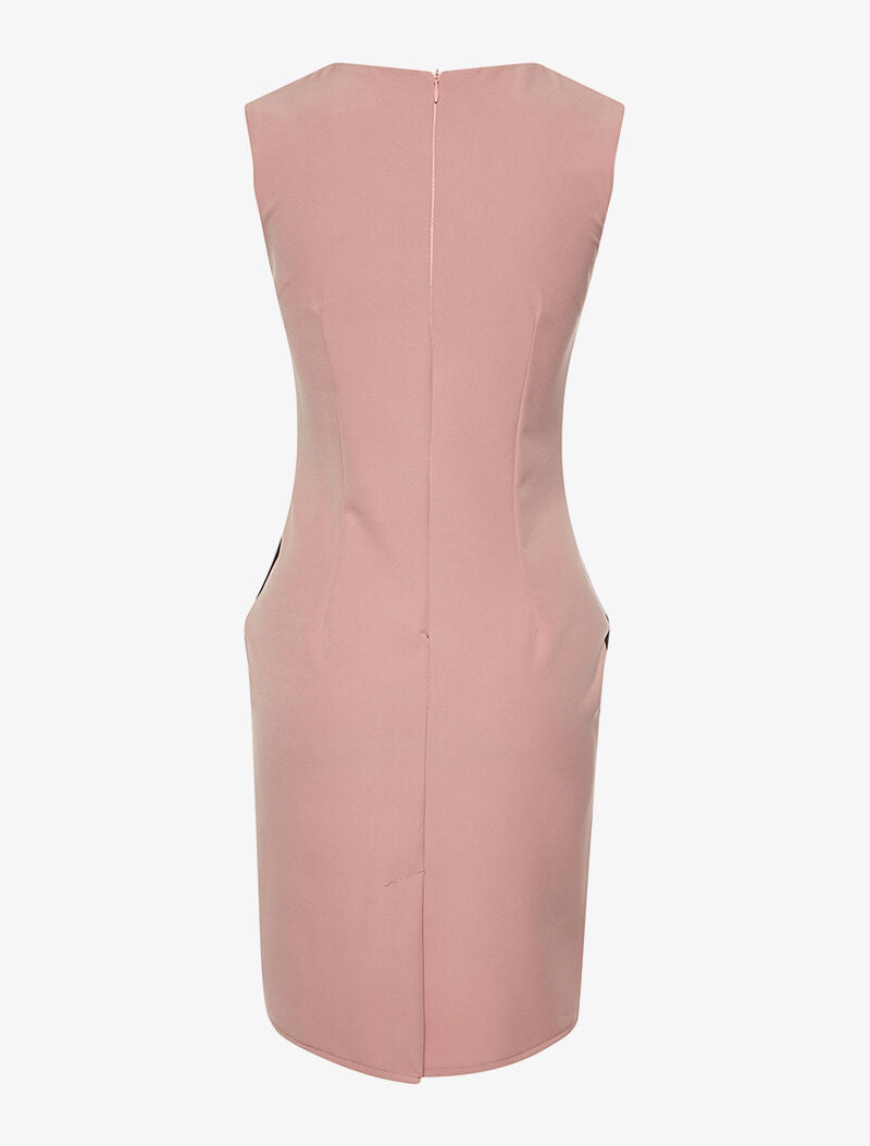 Robe bandes contrastées au ventre - rose - 2