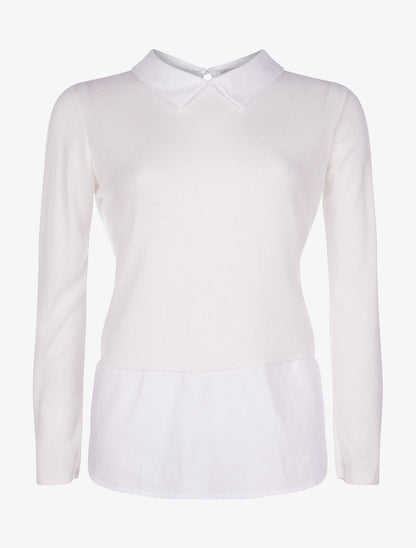 Pull doux détail chemise - blanc - 3