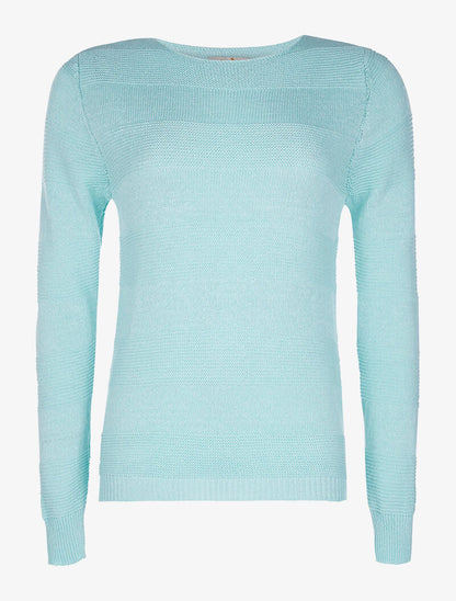 Pull bandes maille en relief - bleu - 3