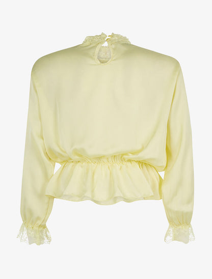 Blouse satinée taille élastiquée - jaune - 2