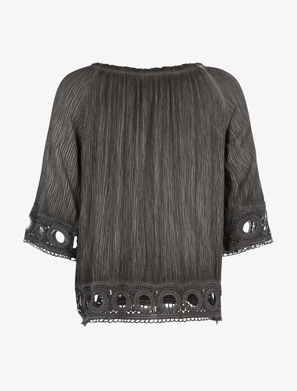 Blouse ample plis délavés - noir - 2