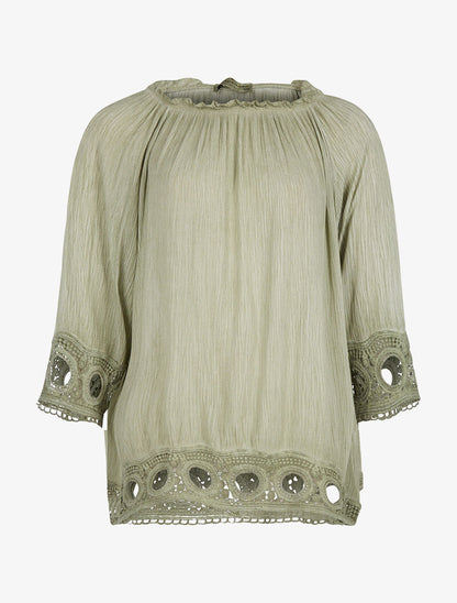 Blouse ample plis délavés - vert - 1