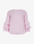 Blouse rayée manches volantées - rose - 1