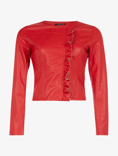 Veste rabat frangé - rouge - 1