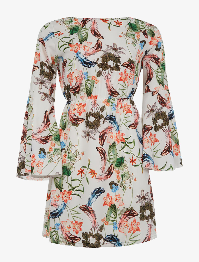 Robe imprimée dos V - blanc - 1