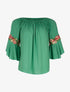 Blouse manches à fleurs brodées - vert - 3