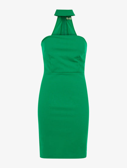 Robe bustier col chocker - vert - 1