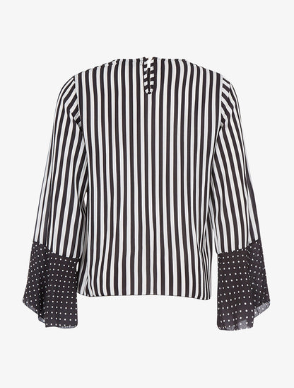Blouse manches flutes rayée - noir - 2