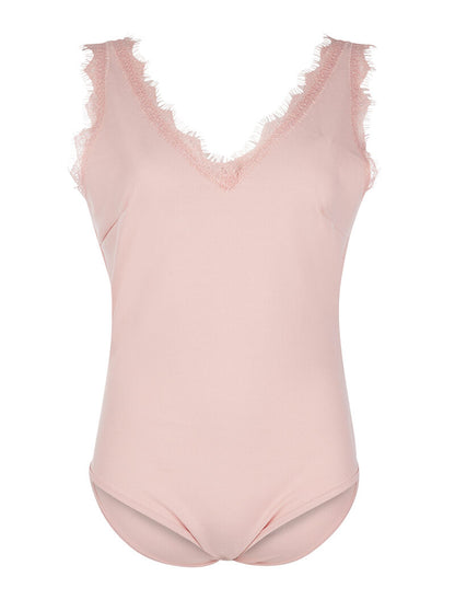 Body dentelle effilochée - rose - 3