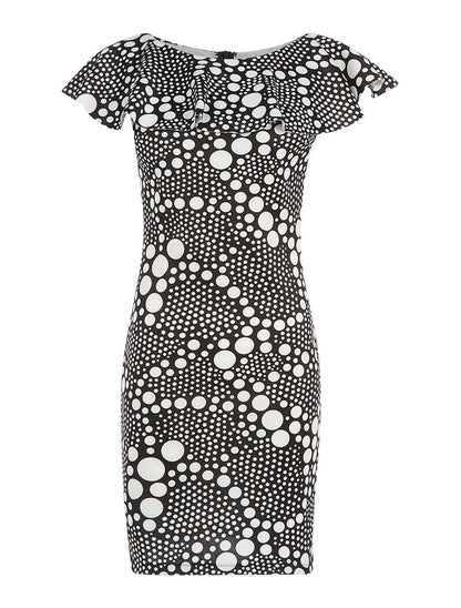 Robe à pois buste volanté - noir - 1