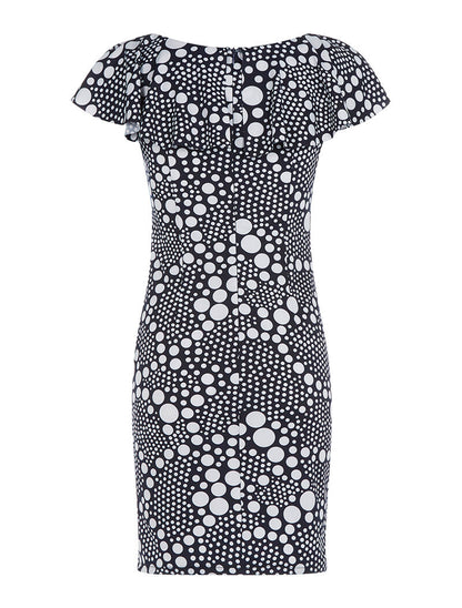 Robe à pois buste volanté - marine - 2