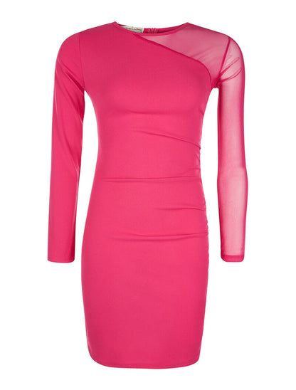 Robe à manche transparente - fushia - 1