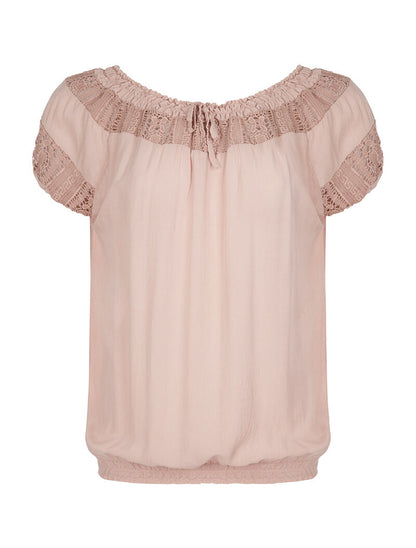 Top bordure dentelle - rose - 3