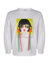 Sweat imprimé manches bouffantes - blanc - 1