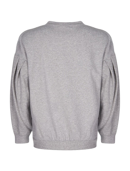 Sweat imprimé manches bouffantes - gris chiné - 2