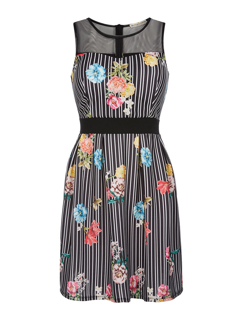 Robe imprimée à rayures - noir - 2