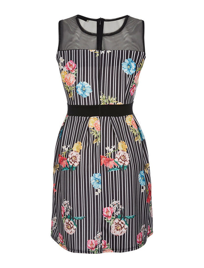 Robe imprimée à rayures - noir - 4