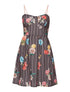 Robe imprimée rayures et fleurs - noir/rose - 1