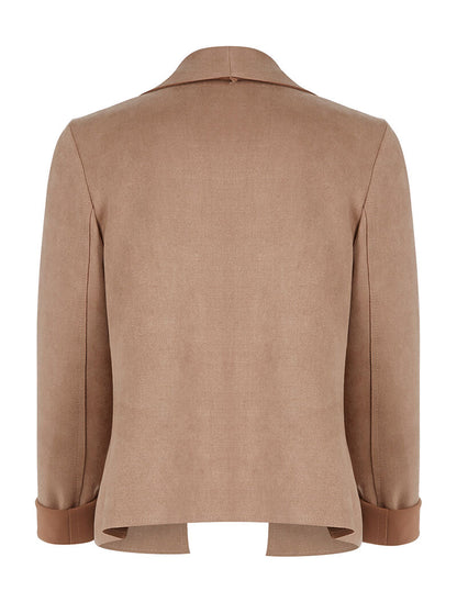 Veste revers de col perlé - beige - 2