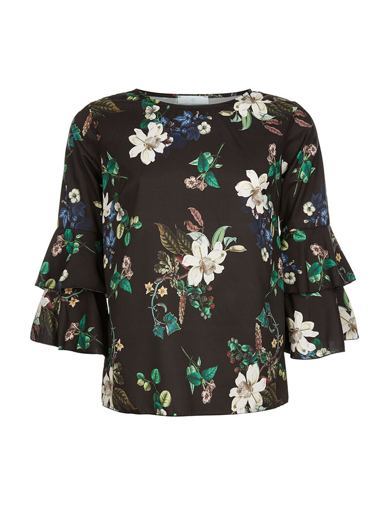 Top fluide manches 3/4 - noir
