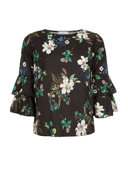 Top fluide manches 3/4 - noir
