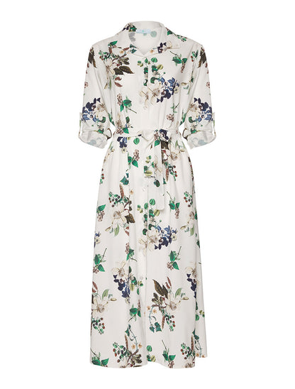 Robe longue imprimé printanière - blanc - 4
