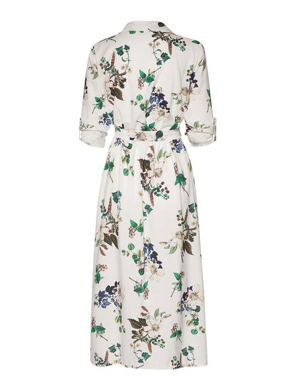 Robe longue imprimé printanière - blanc - 5